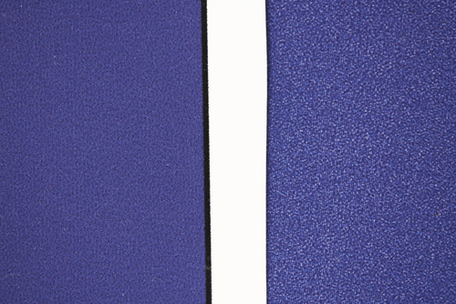 Here's a comparison of a solid - Pantone 2685C - with the high quality print mode on the left, the standard print mode on the right.